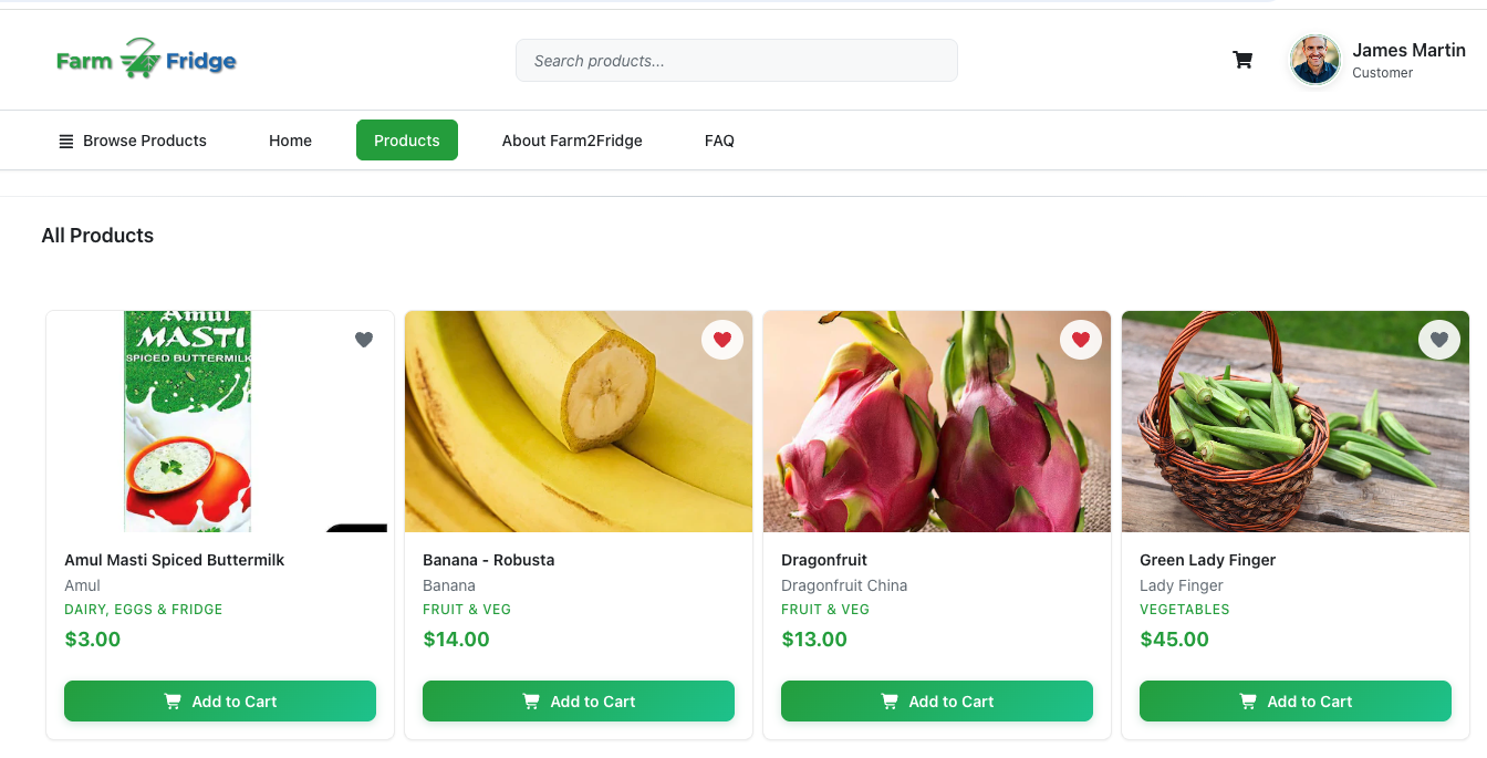 eGrocery Product Page